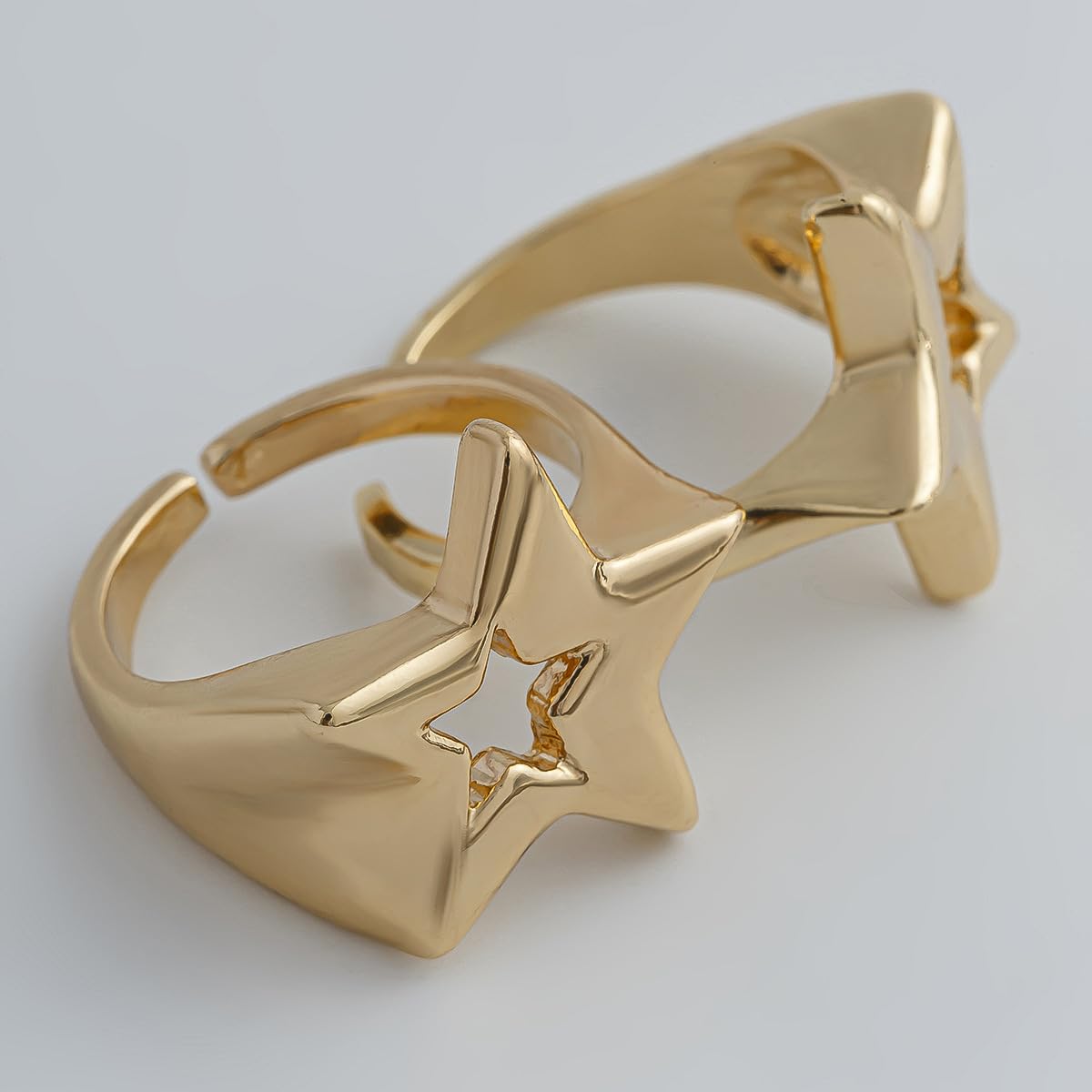 Anillo de estrella de oro para mujeres y hombres, accesorios de joyería Y2K, juego de anillos de nudillos con estrellas gruesas y punk, Metal, Sin piedras preciosas 6
