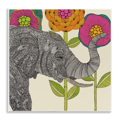 Floral Elephant Paisley, 12 x 12 Inch Mounted Print on Wall Plaque