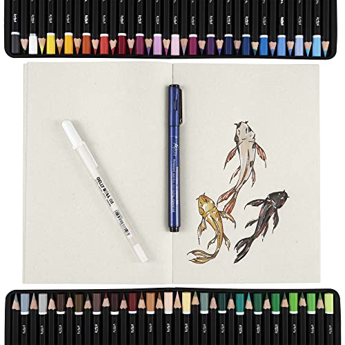 SoHo Urban Artist Open Bound Sketch Pads - Open Coptic Bound Sketch Pads for Drawing, Calligraphy, Any Dry Media, & More - [Grey, White, & Kraft - 5.6x8.26-3 Pack] by Soho Urban Artist - Image 3