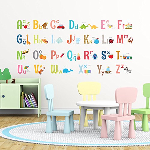 DECOWALL-DA-1701-Alphabet-ABC-with-Pictures-Kids-Wall-Stickers-Wall-Decals-Peel-and-Stick-Removable-Wall-Stickers-for-Kids-Nursery-Bedroom-Living-Room-Large-dcor