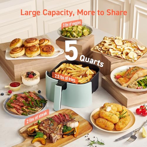 Image of COSORI Air Fryer Pro LE 5-Qt Airfryer, With 20PCS paper liners, 10 Functions that Dry, Bake, Roast &Preheat, Shake Reminder, Up to 450℉, 85% Oil less, Compact, 130+ Recipes, Dishwasher Safe, Green