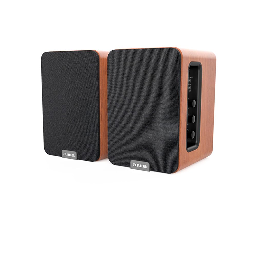 Altavoces Activos AIWA ASP-A 200 (Potencia 2 X 25W RMS, HDMI-ARC, COAXIAL, RCA-Audio). Color Marrón