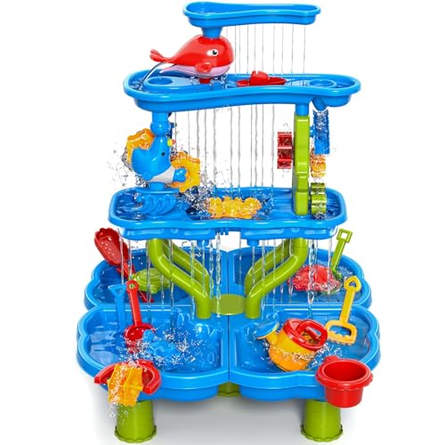 EPPO Kids Water Table for Toddlers 3-5,4 -Tier Water Play Table Summer Toys,Sand and Water Table Beach Outdoor Indoor Toys