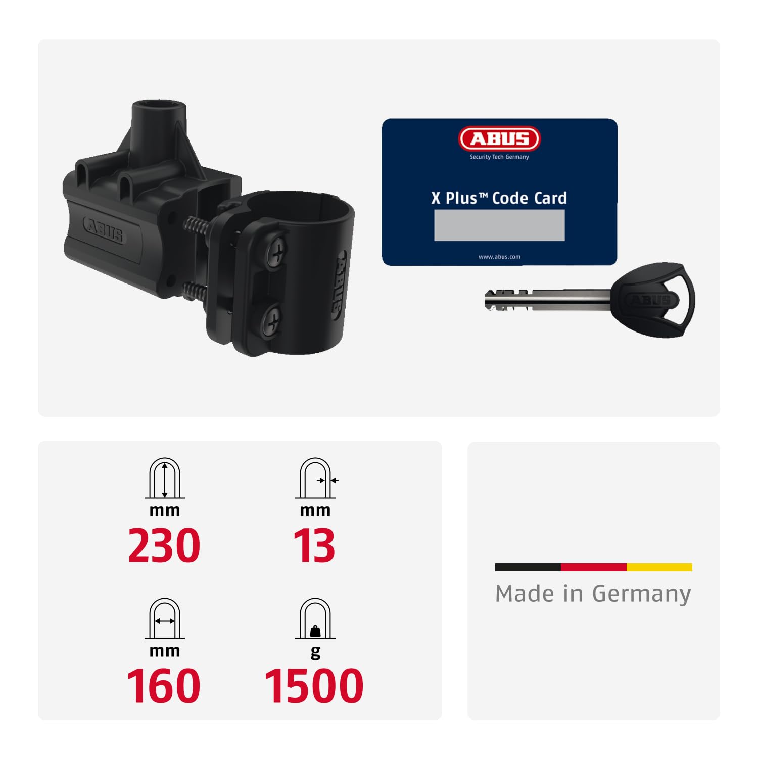ABUS U-Lock Granit XPlus 540 + Attacco USH - Serratura per Bicicletta con grillo da 13 mm e Cilindro XPlus - Livello di Sicurezza 15
