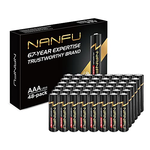 NANFU High Performance AAA Alkaline Batteries 48 Count Long Lasting for Household Devices…