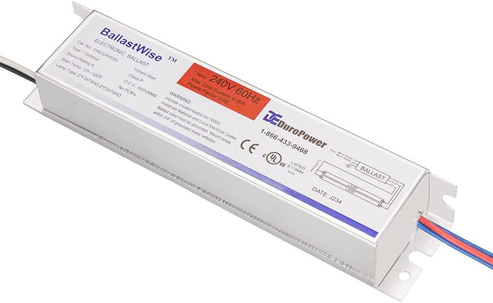 DXE224HO5-240 Ballast Operate 2x24W T5 2Ft Tubes for Your T5 240V Input Voltage Grow Lighting System Ballast Replacement