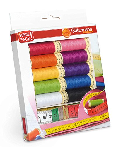 Gütermann - Set de Hilo de Coser (Incluye Cinta métrica de 1 m, 10 Rollos, 100 m)