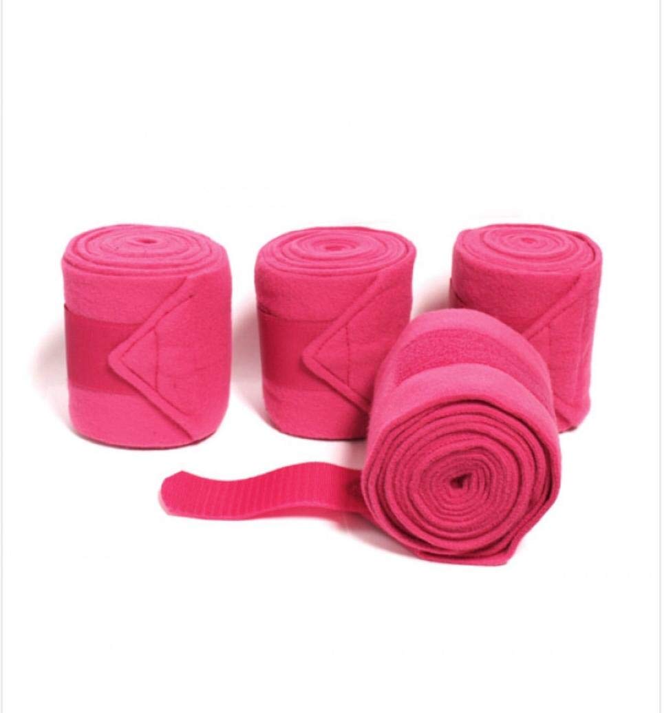 Lift Sports Horse Fleece Bandages/Polo Wraps/Stable Wraps Equestrian Leg Wraps Set of 4 TACK Equestrian Boots Protection (Pink)