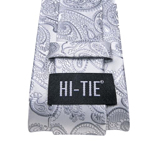 Image of Hi-Tie Men 63inches Tie Set Extra Long Necktie Paisley Tie Pocket Suqare Cufflinks Big and Tall Men Tie