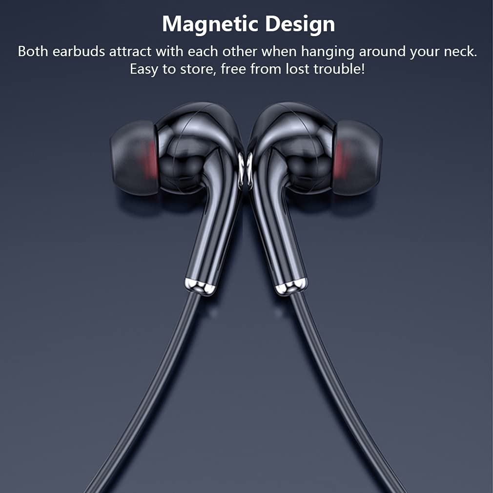 Słuchawki Bluetooth z pałąkiem na kark HIFI bezprzewodowe magnetyczne słuchawki douszne, lekkie słuchawki stereo, sportowy zestaw słuchawkowy z wyświetlaczem poziomu baterii, do biegania,