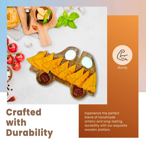 Image of Wooden Platters| Rosewood Serving Platter with Smooth Surface| Handcrafted Decorative Trays for Serving Snacks Fruits Desserts| Car Shape Appetizer Plate