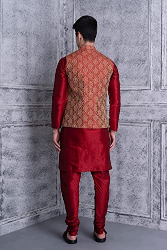 Image of Uri and MacKenzie Men's Silk Blend Kurta Pajama with Designer Ethnic Nehru Jacket /Modi Jacket