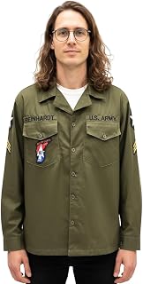 Reinhardt Military Shirt - Everyday Wear & John Costume - Green Button Up with Patches - Rock Music Fan Apparel Fatigues Gift