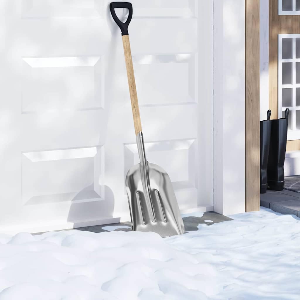 Schaufel Aluminium Silber 29 x 122 cm Garten Outdoor Spaten mit ergonomischem Griff für Beet Kompost und Pflanzarbeiten vielseitig einsetzbar bei Camping, Terrasse, Rasen und Unkraut