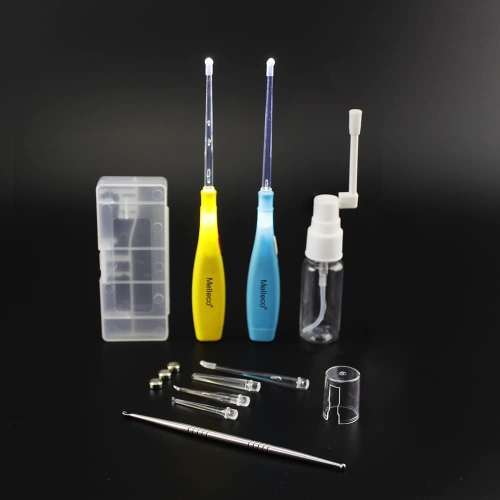 Upgraded 2 LED Tonsillith Tonsil Stone Remover 6.75" Tool Oral Care + Stainless Steel Pick + Water Pumping Bottle (Empty) 20ml