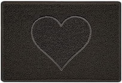 Nicoman HEART Embossed Shape Door Mat Dirt-Trapper Washable Barrier Doormat - (Use Indoor or Sheltered Outdoor) - (75x44cm/29.5x17.3inches,Medium) GREY