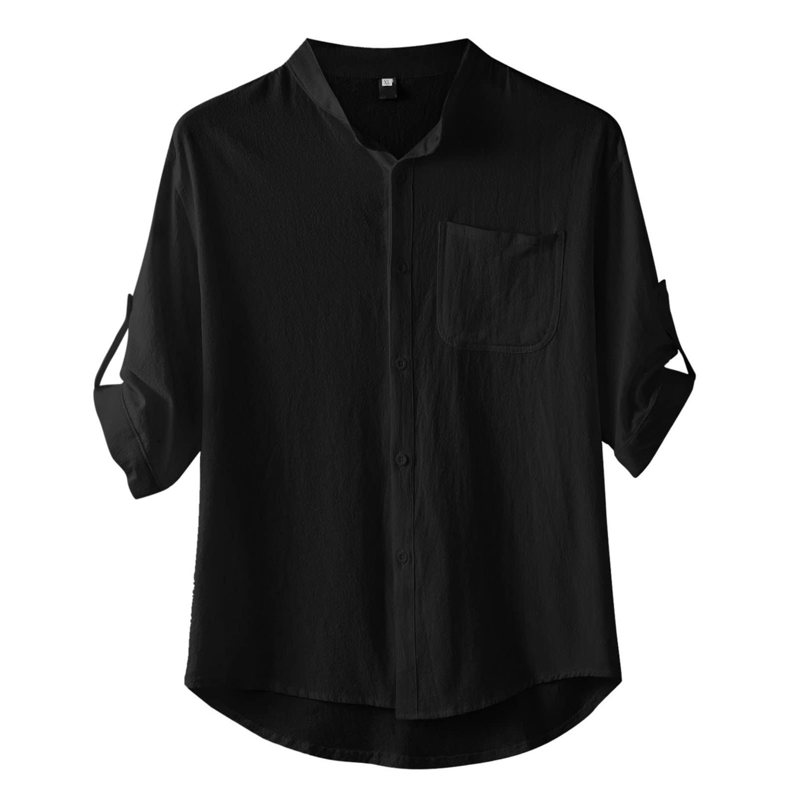 Camicie da uomo in cotone e lino, a maniche corte, casual, leggere, con bottoni, taglie forti, vestibilità rilassata, estate, spiaggia, yoga