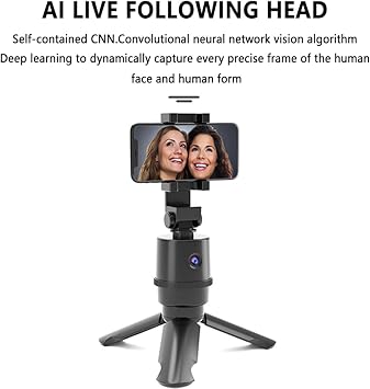 Phone Stand AI Smart Shooting Phone Holder for Camera, Sport Camera, DV, Computer Camera, Auto Tracking, Auto Face Tracking, Tripod 355°Rotation, Live Vlog Streaming Video, No Apps Required for Meetings