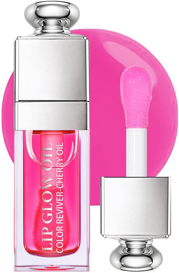 Hydrating Lip Glow Oil, Moisturizing Lip Glow Oil, Nourishing Glossy Transparent Lip Oil, Plumping Lip Oil, Lip Balm, Non-sticky Tinted Toot Lip Balm for Lip Care (RASPBERRY) 0.2 OZ
