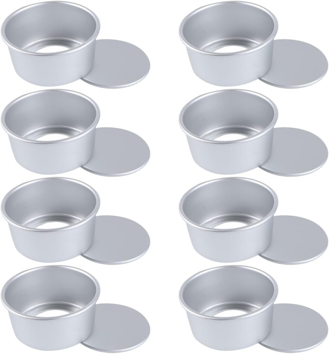 8pcs 4-inch Anodized Aluminum round Cake Pans Set with Detachable Bottoms Non-stick Small Baking Molds for Mousse and Microwave Use