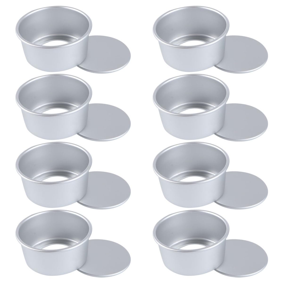 Juego de 8 Moldes Redondos Desmontables para Pasteles de 4 Pulgadas Molde Pequeño para Hornear de Aleación de Aluminio Anodizado Apto para Horno y Microondas Bandeja Práctica