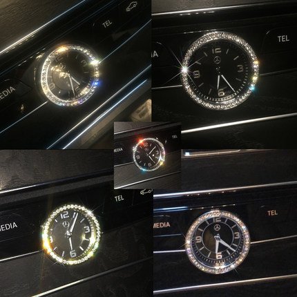 Boobo Ice Out Console Center Car Watch Clock Decorativebadge Silver Bling Ring Emblem Luxury Cool Sticker For Mercedes Benz E S C Glc Clas (Silver) #TOP4