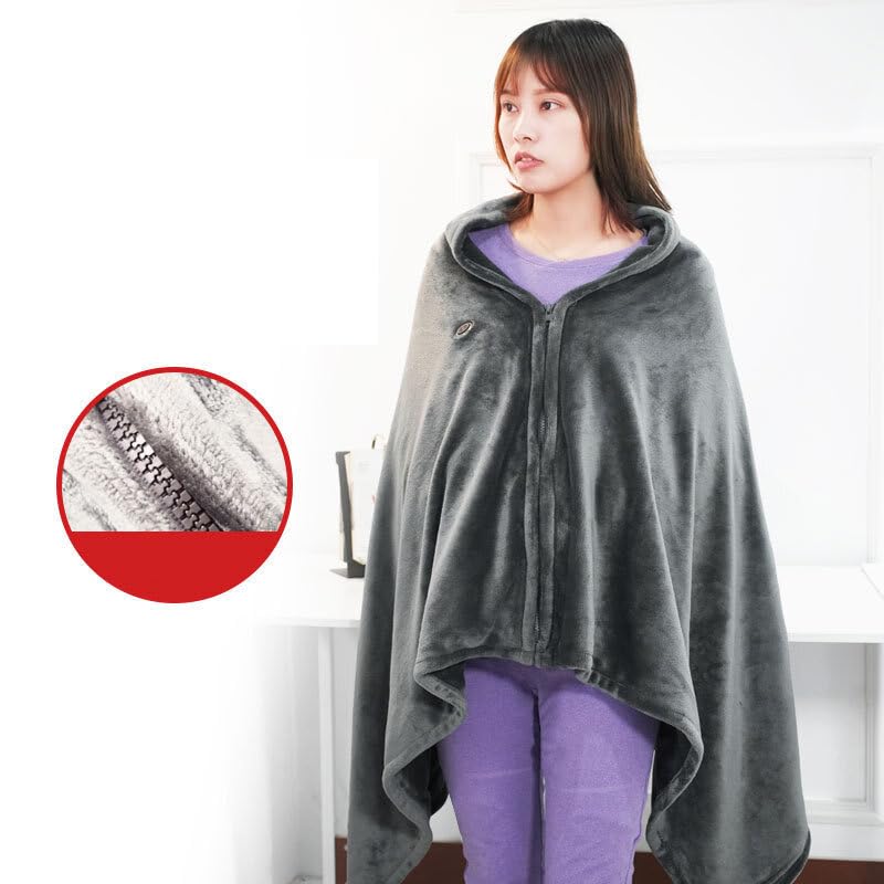 WnewTools Electric Heating Shawl Plush Blanket 3 Gears 8 Zone Heating USB Double-sided Coral Fleece Winter Warm Blanket for Home Office