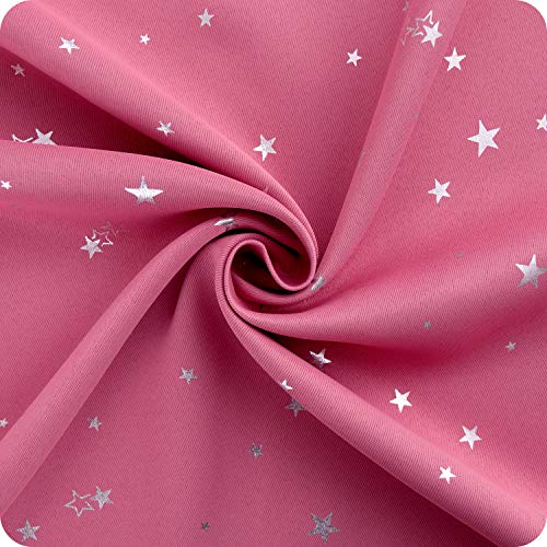 Bgment Pink Star Blackout Curtains For Kid's Bedroom - Grommet Thermal Insulated Room Darkening Printed Curtains For Living Room, Set Of 2 Panels (42 X 63 Inch, Pink) #TOP4