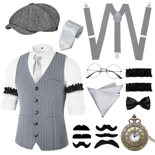 Costume des années 20 pour homme Xerteam XL avec gilet et accessoires