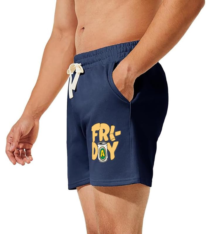 Image of hotfits Men's Casual Cotton All Season Soft Feel Fabric Printed Boxer Shorts,Workout Shorts, Elastic Waist Running Shorts with 2 Side Pockets - Pack of 1