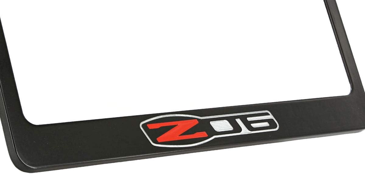 Chevrolet Corvette C6 Zo6 Black Coated Metal License Plate Frame Holder