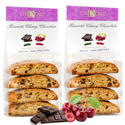 Authentic Italian Semi-Soft Chocolate and Cherry Biscotti | Made in
