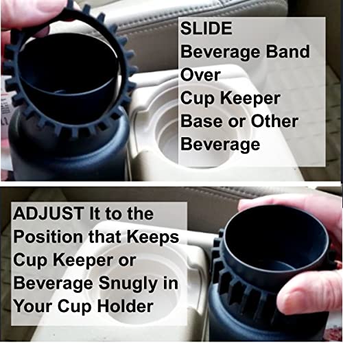 Cup Keeper Plus-2 PK W/Beverage Bands Car Cup Holder Adapter Expands to Hold Larger Beverage Containers up to 3.7\" Diameter/Fits 32 oz Flasks & Water Bottles - Thumbnail 6