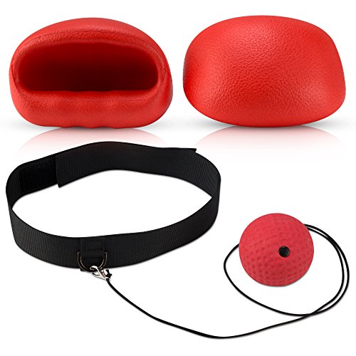 Boxing Reflex Ball - Boxing Equipment, Adjustable Head Band, Gloves, Extra String, Instruction and Repair Guide Included - Perfect For Reflex/Speed Training Improve Reactions for Kids Aswell