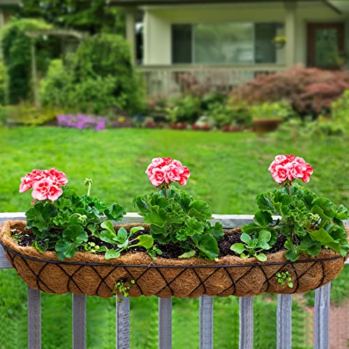 Hacaroa 3 Pcs Trough Coco Fiber Replacement Liner, 36\" Half Moon Window Deck Basket Liner, Pre-Formed Coconut Planter Liner for Wall Hanging Basket, Window Box, Garden Flower Pot, Brown