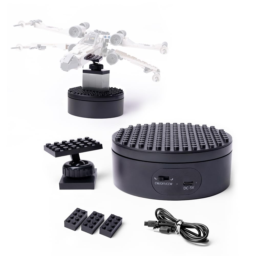 Infinity 360 Motorized Turntable, Infinity Angle Display -Compaitable with Lego, in Black