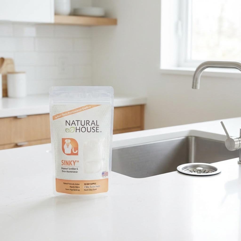 Natural House Sinky - Probiotic Garbage Disposal & Drain Cleaner Pods - Breaks Down Grease - Citrus Scent - Septic Safe - 120 Count