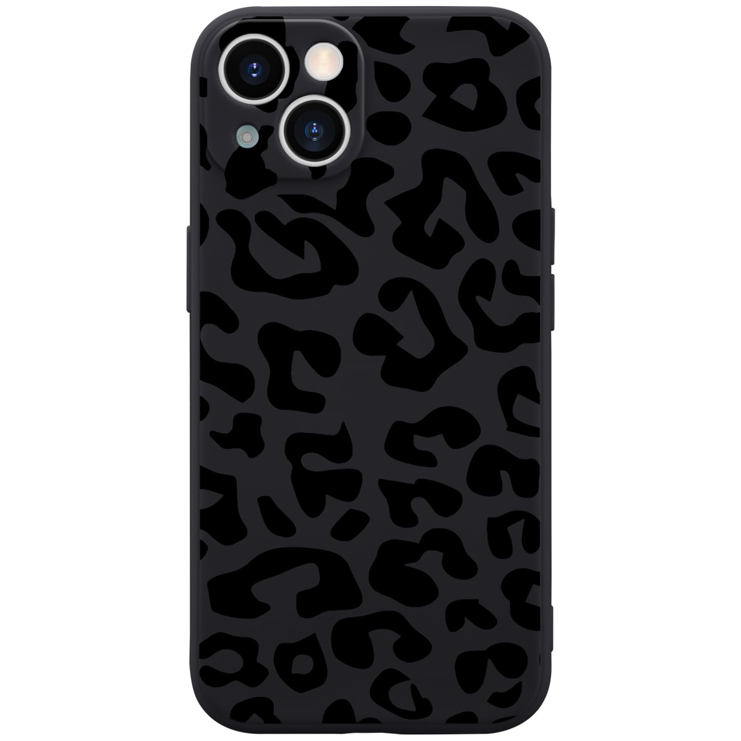 Wihytec Black Leopard Phone Case for iPhone 13 Black Leopard Cheetah Animal Skin Print Case Cover Liquid Silicone Soft Gel Rubber Durable Matt Phone Cover with Microfiber Lining