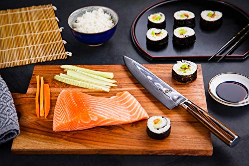 Foto von Wolfblood Damastmesser Küchenmesser XL(32cm) Profi-Kochmesser aus echtem 67 Lagen Damaststahl I Damast-Küchenmesser und Chefmesser mit Holzgriff Geschenkbox und Klingenschutz