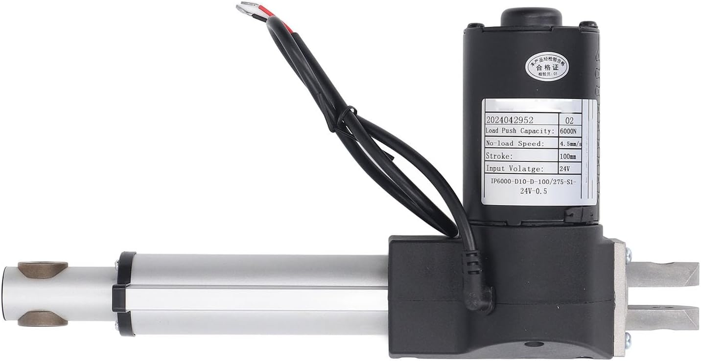 Electric Linear Actuator 24V Heavy Duty 6000N Thrust 100mm Stroke with End Limit Switch for Industrial Agricultural Machinery Aluminum Tube Construction