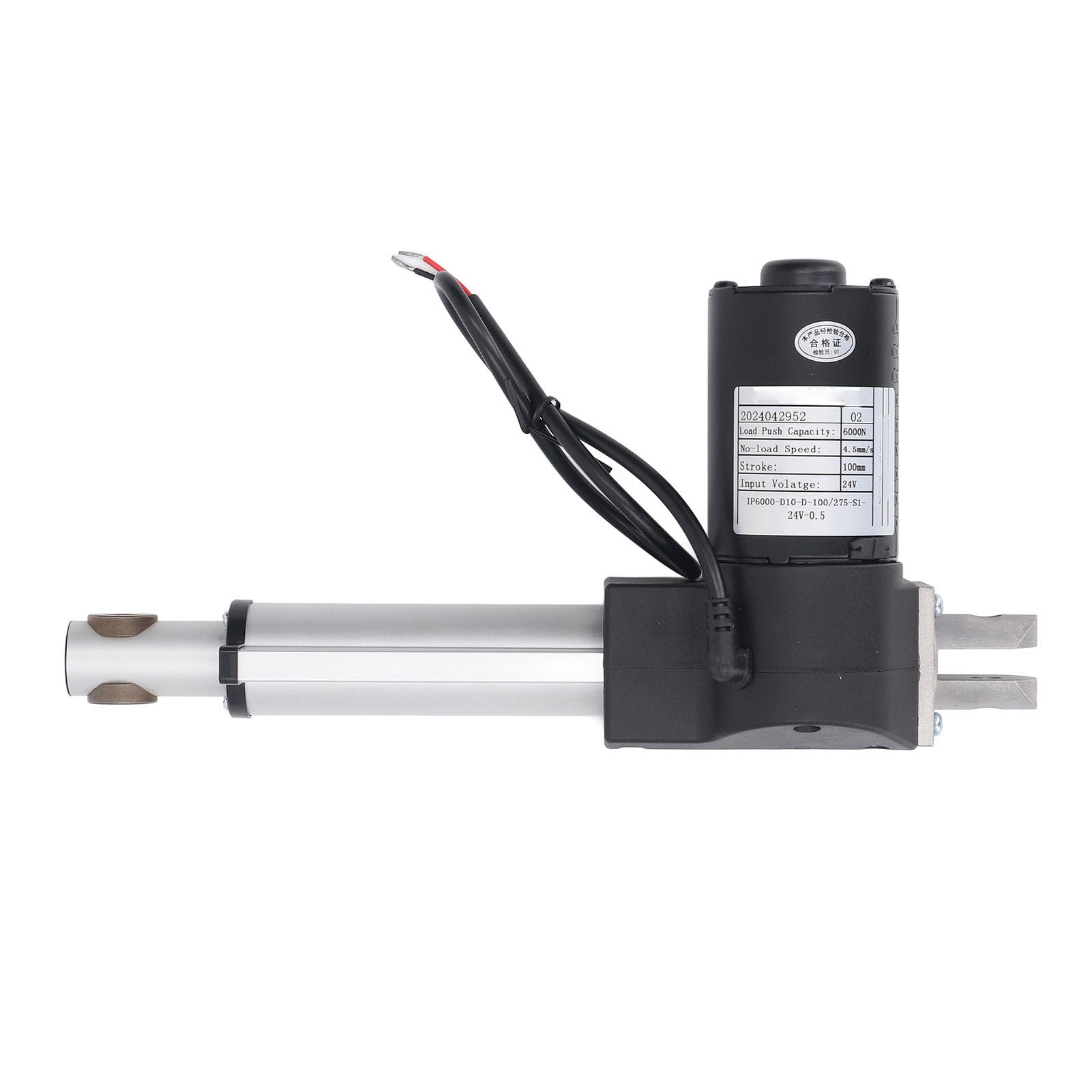 Elektryczny Siłownik Liniowy 6000N, 24 V, Skok 100 Mm, Wysokie Bezpieczeństwo, Rura Aluminiowa, Złącze Montażowe ABS, IP43, 4,5 Mm/s, Medycyna, przemysł, Rolnictwo, Gastronomia,