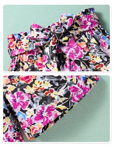 Image of Gaupafmb Toddler Girls Clothes Ruffle Short Sleeve Tops and Shorts Set with Headband 3PCs Outfits
