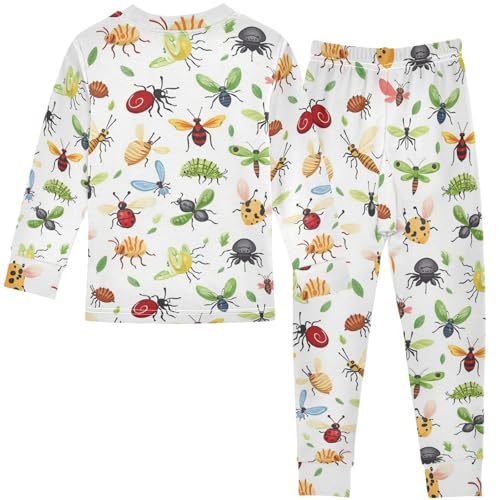 Pigsaly Pajama Set 2 Piece Insects Bugs Beetle Dragonfly Pajama Sets Long Sleeve Pjs Sleepwear 8Y2