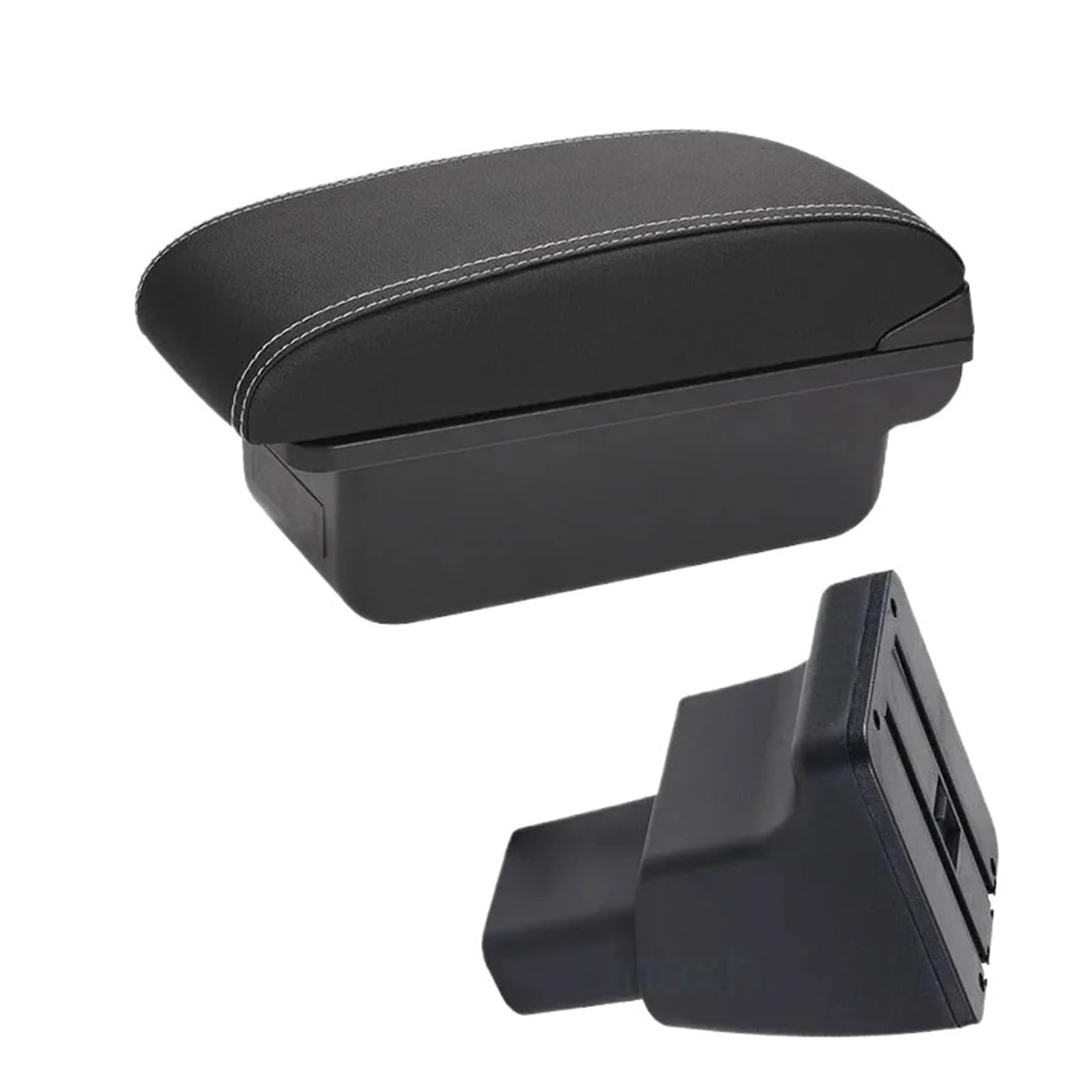 Ecbugat C3 Black White Nousb For Hyundai I10 Car Armrest Box Interior Parts Details Retrofit Storage Modification Accessory Leather Abs Car Armrest Box(C3 Black White Nousb)