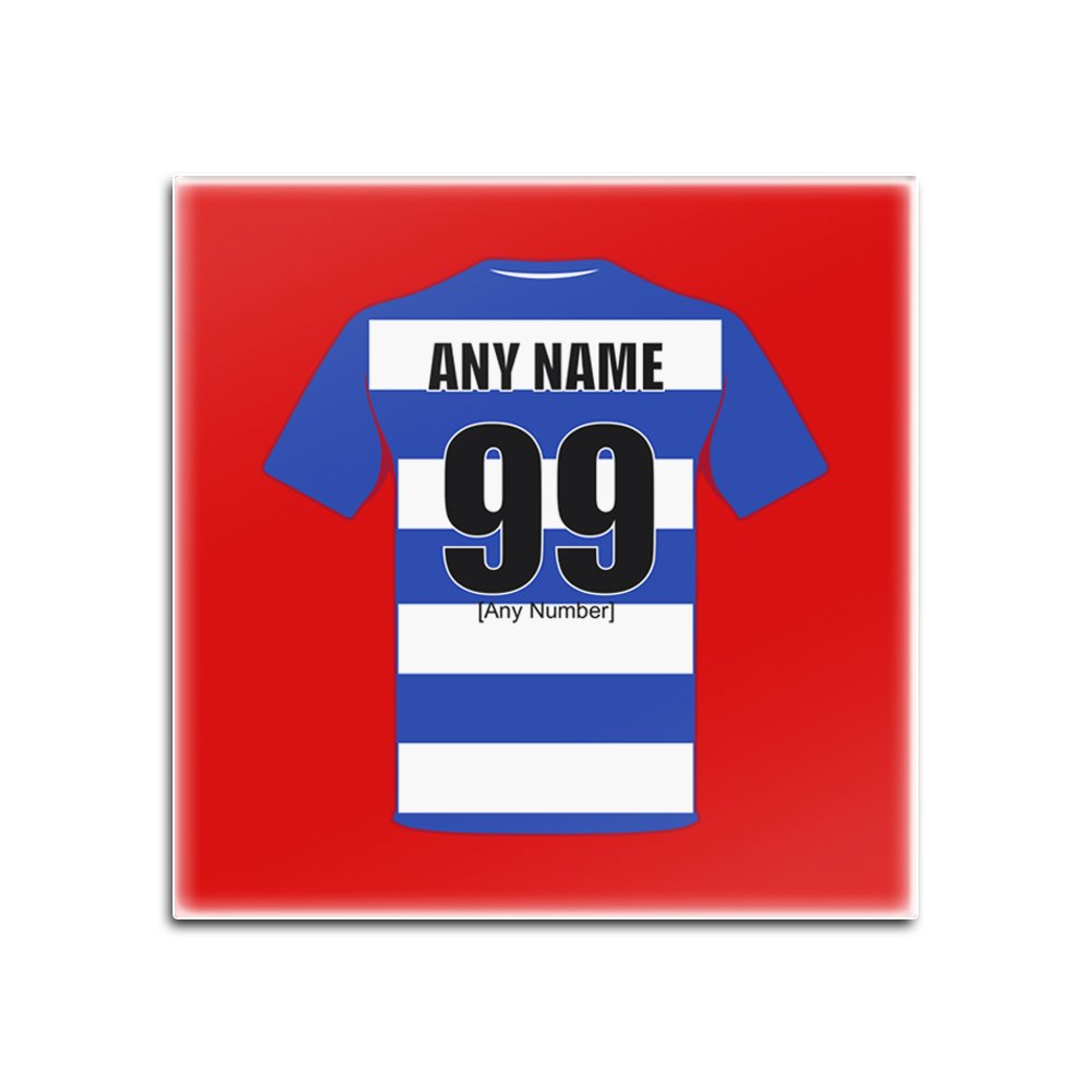 Personalised Gift - Reading Glass Square Coasters (Football Club Design Theme, Colour Options) - Any Name/Message on Your Unique Mat Pad - The Royals