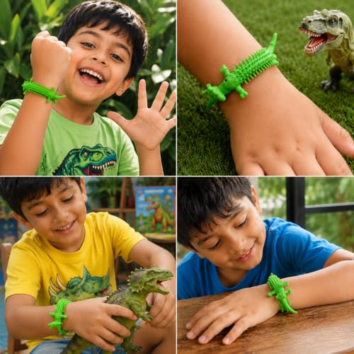Image of Phool Green Dino Stretchable Band Rakhi for Kids with Dinosaur Puzzle | Fun Dinosaur Rakhi for Boys | Stretchable Kids band| Raksha Bandhan Gift for Brother