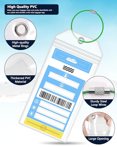 Image of NCL Luggage Tag Holders,Clear Cruise Luggage Tag Holder Zip Seal with Steel Loops,Fits Printed (Not Mailed) Norwegian Cruise Line Ships & Tags for Cruises in, 2026 & 2027(5PACK)