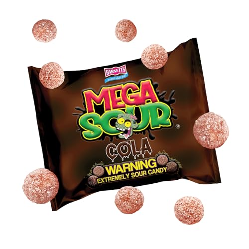 Barnetts - Mega Sour Candy Cola 104g - Trendy Sweet Bags - Traditionally Handmade Sweets - Sour Coating Lasts 20 Seconds - Candies for Party Bag Gift Hamper or Hamper Box