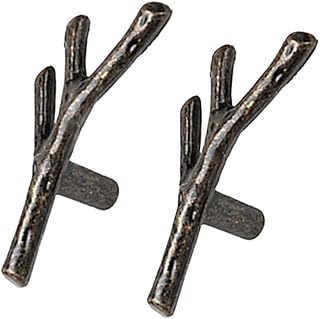 Zinc Alloy Twig Branch Drawer Knobs Pulls Handles Decorative Drawer Pulls Cabinet Door Handles Twig Cabinet Pulls Rustic 2 Pack (Single Hole, Bronze)