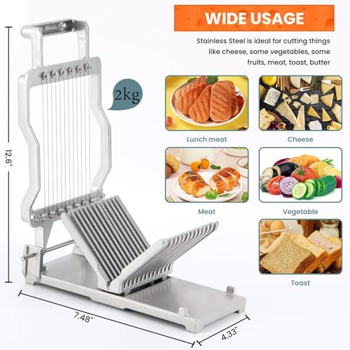 Kommerzieller Käseschneider mit 10mm 20mm Draht, Hochleistungs-Edelstahlschneider für Butter-Schinken-Ei, ergonomisches manuelles Schneidewerkzeug für Deli-Küche